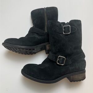Ugg Boots Women's Size 6.5 Black Suede Chaney Mid-Calf Boots Sherpa Zip